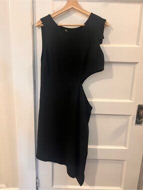 Max Azria Runway “Isabel” Black Asymmetrical Cutout Sheath Dress